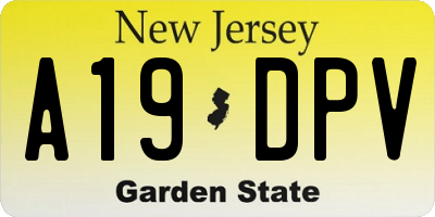 NJ license plate A19DPV