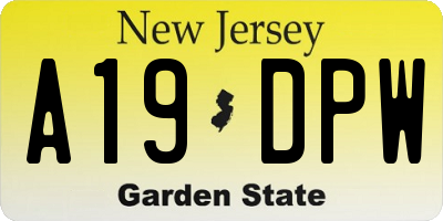 NJ license plate A19DPW