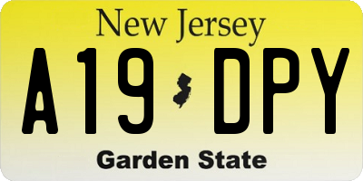 NJ license plate A19DPY