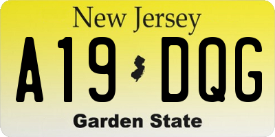 NJ license plate A19DQG