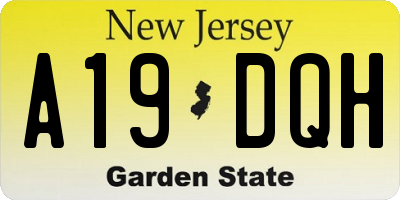 NJ license plate A19DQH