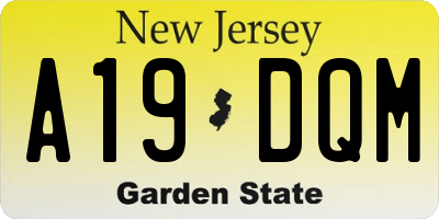 NJ license plate A19DQM