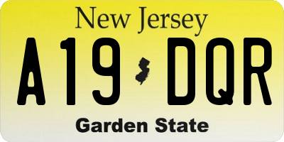NJ license plate A19DQR
