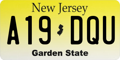 NJ license plate A19DQU