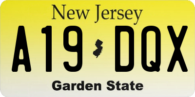 NJ license plate A19DQX