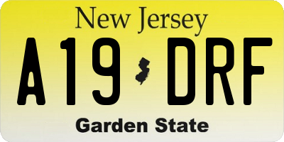 NJ license plate A19DRF