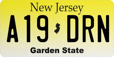 NJ license plate A19DRN