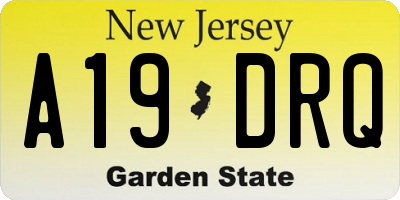 NJ license plate A19DRQ