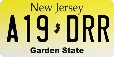 NJ license plate A19DRR