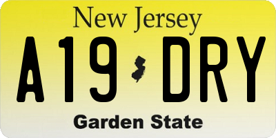 NJ license plate A19DRY