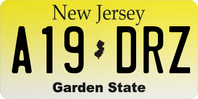 NJ license plate A19DRZ