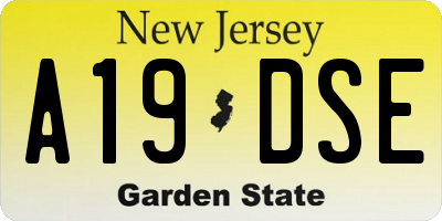 NJ license plate A19DSE
