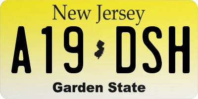 NJ license plate A19DSH
