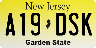 NJ license plate A19DSK