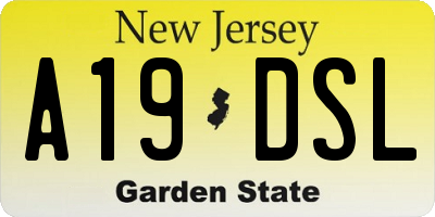 NJ license plate A19DSL