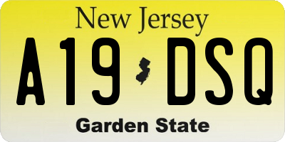 NJ license plate A19DSQ