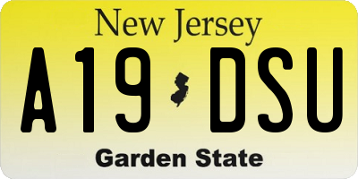 NJ license plate A19DSU