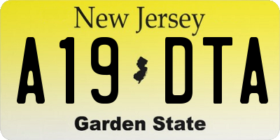 NJ license plate A19DTA