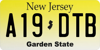 NJ license plate A19DTB