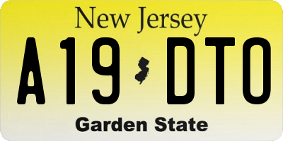 NJ license plate A19DTO