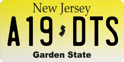 NJ license plate A19DTS