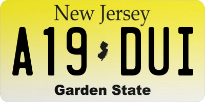 NJ license plate A19DUI