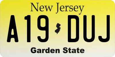 NJ license plate A19DUJ