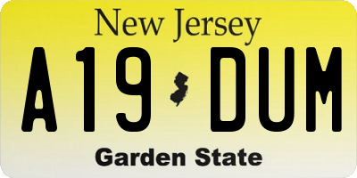 NJ license plate A19DUM