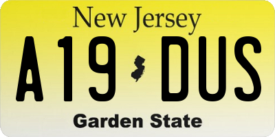 NJ license plate A19DUS