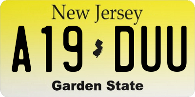 NJ license plate A19DUU