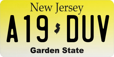 NJ license plate A19DUV