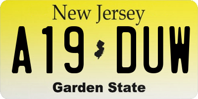 NJ license plate A19DUW