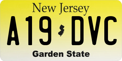 NJ license plate A19DVC