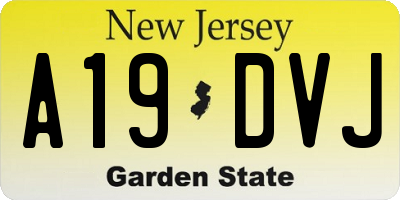 NJ license plate A19DVJ