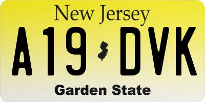 NJ license plate A19DVK