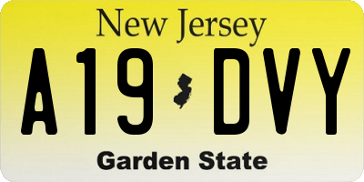 NJ license plate A19DVY
