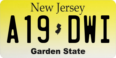 NJ license plate A19DWI