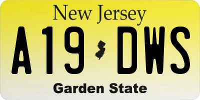 NJ license plate A19DWS