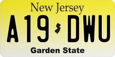 NJ license plate A19DWU