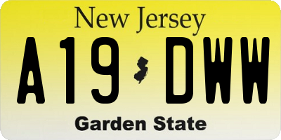 NJ license plate A19DWW