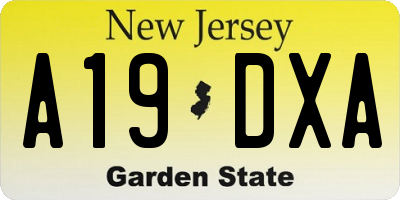 NJ license plate A19DXA
