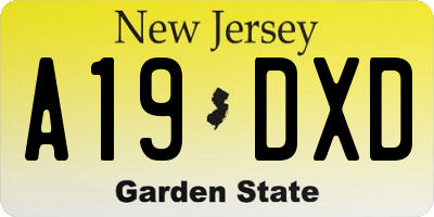 NJ license plate A19DXD