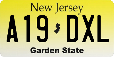 NJ license plate A19DXL