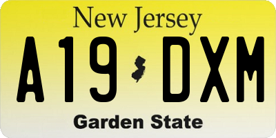 NJ license plate A19DXM