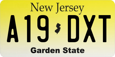 NJ license plate A19DXT
