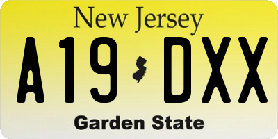 NJ license plate A19DXX