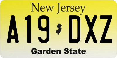 NJ license plate A19DXZ