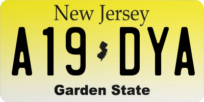 NJ license plate A19DYA