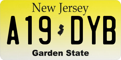 NJ license plate A19DYB