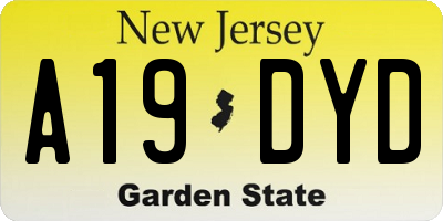 NJ license plate A19DYD